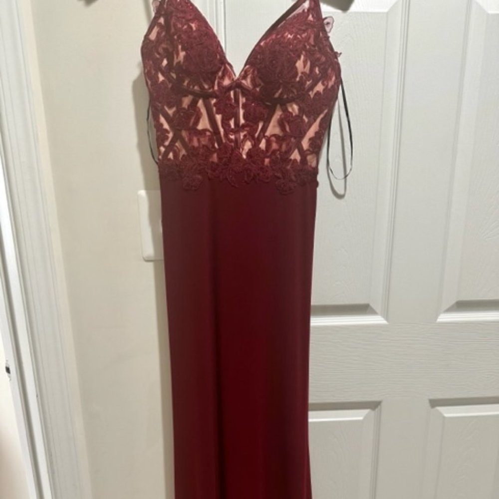 Lulu's Burgundy Embroidered Maxi Dress - Picture 5 of 6